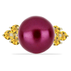  Arannyal Bevont Ezüst Gyűrű Lila színű Édesvízi Gyönggyel és Ural Citrinnel, Y59068/62