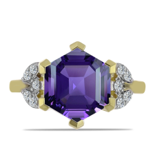  Arannyal Bevont Ezüst Gyűrű Marokkói Ametiszttel és Fehér Topázzal, Y62061/54 gyűrű