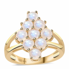  Arannyal Bevont Ezüst Gyűrű "AA" Osztályú Szivárvány Holdkővel, ROS469/57 gyűrű