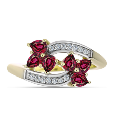 Arannyal Bevont Ezüst Gyűrű Rhodolit Gránáttal és Fehér Topázzal, Y63016/62 gyűrű