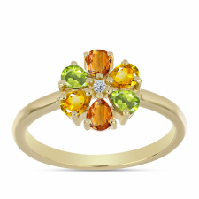  Arannyal Bevont Ezüst Gyűrű Szivárvány Zafírral és Fehér Topázzal, Y61942/57 gyűrű