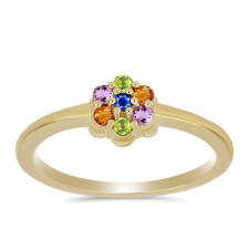  Arannyal Bevont Ezüst Gyűrű Szivárvány Zafírral, Y61917/57 gyűrű