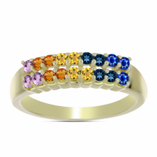  Arannyal Bevont Ezüst Gyűrű Szivárvány Zafírral, Y62002/57 gyűrű