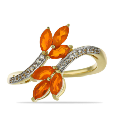  Arannyal Bevont Ezüst Gyűrű Tűzopállal és Fehér Topázzal, Y56577/57 gyűrű