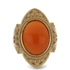  Arannyal Bevont Ezüst Gyűrű Vörös Kalcedonnal, Y53353/57