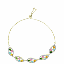  Arannyal Bevont Ezüst Karkötő Csakra Tourmalinnal és Fehér Topázzal, Y60856 karkötő