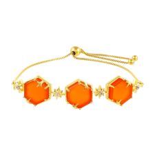  Arannyal Bevont Ezüst Karkötő Karneollal és Fehér Topázzal, PCY10268 karkötő