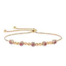 Arannyal Bevont Ezüst Karkötő Mozambiquei Rubinnal és Fehér Topázzal karkötő