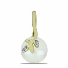  Arannyal Bevont Ezüst Medál Fehér Édesvízi Kagylógyönggyel és Fehér Topázzal, Y61442 medál