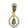 Arannyal Bevont Ezüst Medál Zöld Turmalinnal és Természetes Cirkónnal, PCY11077