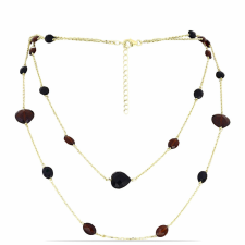  Arannyal Bevont Ezüst Nyaklánc Barton Gránáttal és Fekete Onixszal, Y62480 nyaklánc