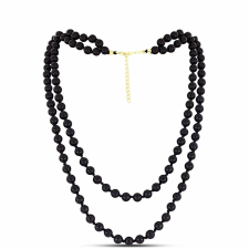  Arannyal Bevont Ezüst Nyaklánc Fekete Onixszal, Y61647 nyaklánc