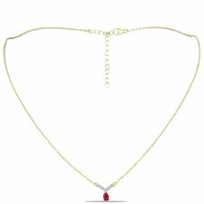  Arannyal Bevont Ezüst Nyaklánc Madagaszkári Rubinnal és Fehér Topázzal, Y60375 nyaklánc