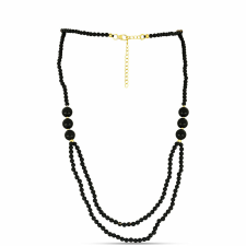  Arannyal Bevont Ezüst Nyaklánc Suwari Fekete Onixszal, Y58555 nyaklánc