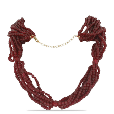  Arannyal Bevont Ezüst Nyaklánc Vörös Acháttal, Y54993 nyaklánc