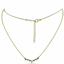  Arannyal Bevont Ezüst Nyaklánc Vörös Gyémánttal és Fehér Gyémánttal, Y59820 nyaklánc