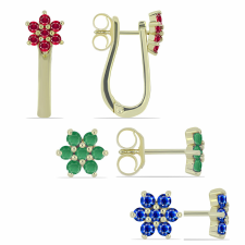  Arannyal Bevont Ezüst Szett Madagaszkári Rubinnal és Brazil Smaragddal ( Fülbevaló ), Y60290 fülbevaló