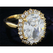  Arannyal bevont klasszikus gyűrű nagy ovális CZ kristállyal #7 (0596.) gyűrű