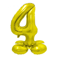 Arany 4-es Gold szám fólia lufi talppal 72 cm party kellék