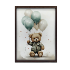 ARANY ALUMÍNIUM KERETES PLAKÁT FALRA BEAR BALLON WORLD 50x70 CM grafika, keretezett kép