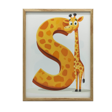 ARANY ALUMÍNIUM KERETES PLAKÁT FALRA VIDÁM ZSIRÁF LEVÉL S 30x40 CM grafika, keretezett kép