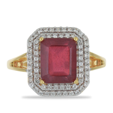  Arany Gyűrű Madagaszkári Rubinnal és Természetes Fehér Cirkónnal, Y51577/62 gyűrű