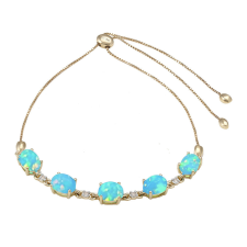 Arany Karkötő Etiópiai Paraiba Kék Opállal és Fehér Topázzal, PCY11041 karkötő