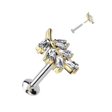  Arany Színű 316L Orvosi Acél Egyenesszárú Labret Piercing Cirkónia Kövekkel egyéb ékszer