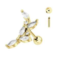  Arany Színű 316L Orvosi Acél Levél Mintás Barbell Piercing egyéb ékszer