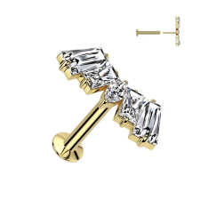  Arany Színű 316L Orvosi Acél Push-in Labret Piercing Cirkónia Kővel egyéb ékszer
