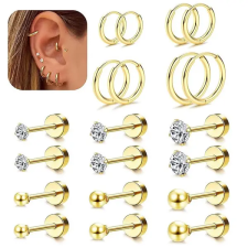  Arany Színű 316L Piercing Szett - 10 pár egyéb ékszer