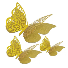  Arany színű 3D pillangó tortadísz 12 db/ csomag sütés és főzés