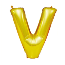  Arany színű, betű alakú fólia lufi, léggömb – V party kellék