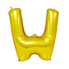  Arany színű, betű alakú fólia lufi, léggömb – W party kellék