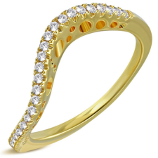  Arany színű, hullám alakú gyűrű, cirkónia kristállyal-7 gyűrű