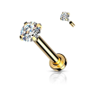  Arany Színű Kör Alakú Köves Egyenesszárú  Labret Piercing - 3mm