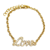  Arany színű kristályos Love feliratos rozsdamentes acél karkötő