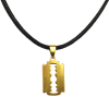  Arany színű nemesacél Penge medál bőr nyaklánccal
