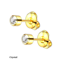  Arany Színű Orvosi Acél Fülbevaló, Fehér Cirkónia Kővel, 4 mm fülbevaló