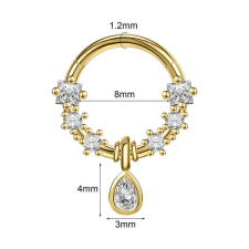  Arany Színű Rozsdamentes Acél Septum Piercing Fehér Köves Díszítéssel egyéb ékszer