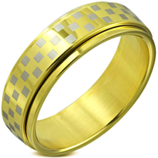  Arany színű sakkmintás, középen forgó nemesascél karikagyűrű-9 gyűrű
