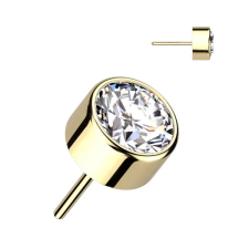  Arany Színű Titánium Piercing Vég Fehér Cirkónia Kővel - 3 mm egyéb ékszer
