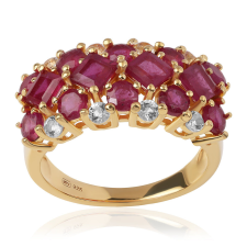  Aranyozott Ezüst Gyűrű Mozambiquei Rubinnal és Topázzal gyűrű