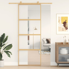 aranyszínű átlátszó ESG üveg és alumínium tolóajtó 76 x 205 cm építőanyag