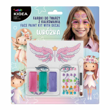 Arcfesték, tégelyes, 8 db-os, tetoválással és strasszkövekkel, tündér mintás, Kidea arcfesték