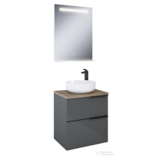 Arezzo design antracit MONTEREY 60 cm-es szett pulttal, mosdóval fürdőszoba bútor