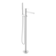 Arezzo design Elegant matt fehér szabadonálló egykaros kádtöltő csaptelep zuhanyszettel csaptelep