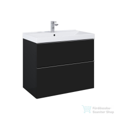 Arezzo design MONTEREY 80 cm-es alsószekrény 2 fiókkal Matt fekete színben, szifonkivágással AR-168106 fürdőszoba bútor