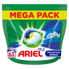 ARIEL All-in-1 PODS folyékony mosókapszula Mountain Spring 63 Mosáshoz tisztító- és takarítószer, higiénia