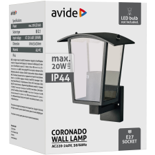 ARMIN TRADE KFT. Avide kültéri fali lámpa Coronado 1xE27 IP44 fekete | KÜLÖN CSOMAG | kültéri világítás
